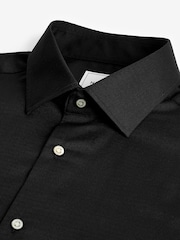 Black Slim Fit Easy Care Textured Single Cuff Smart Shirt - Image 2 of 3