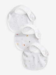 White Animals 100% Cotton Baby Printed Bibs 3 Pack - Image 1 of 4