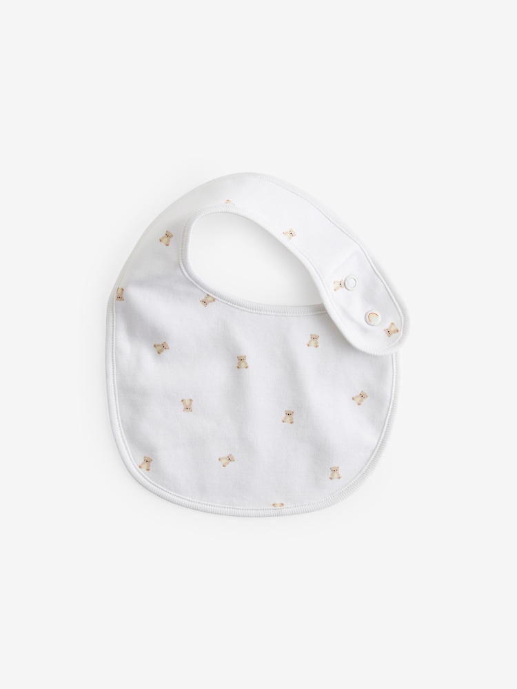 White Animals 100% Cotton Baby Printed Bibs 3 Pack - Image 2 of 4