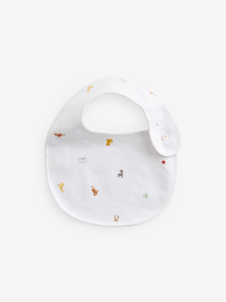 White Animals 100% Cotton Baby Printed Bibs 3 Pack - Image 4 of 4
