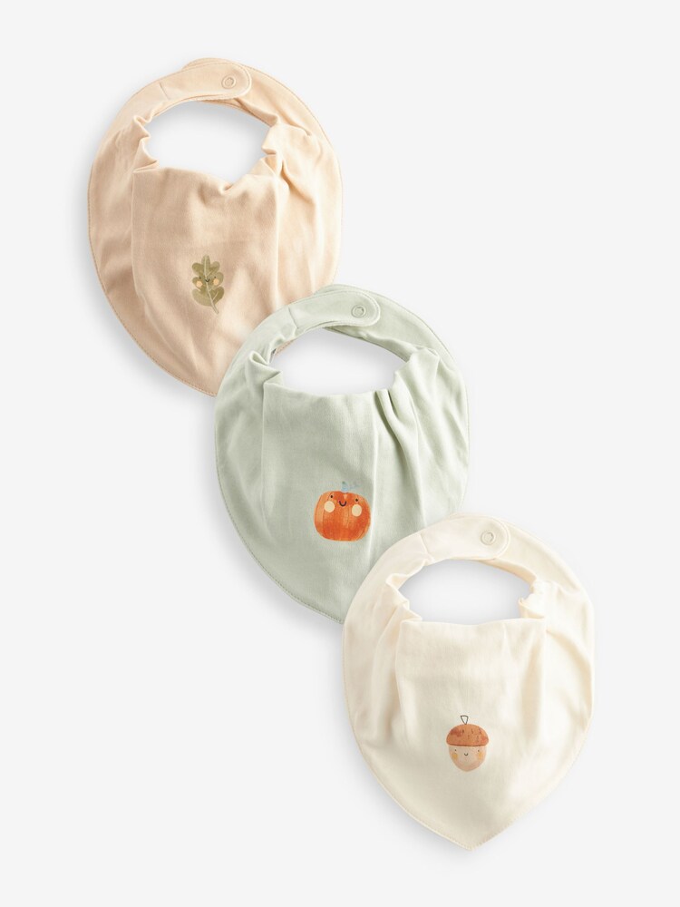 Cream Baby Halloween Dribble 100% Cotton Bibs 3 Pack - Image 1 of 4