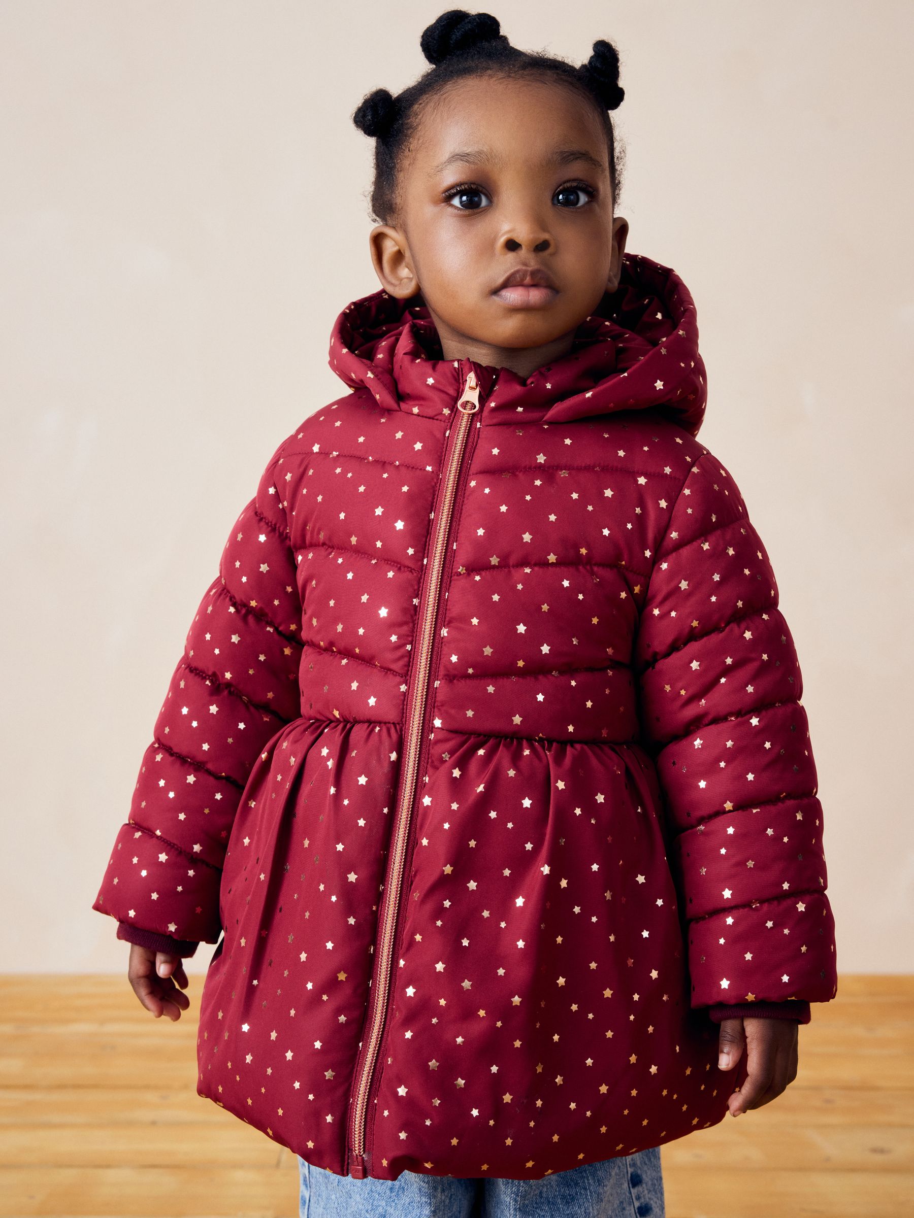 Burgundy Red Shower Resistant Foil Skirted Coat 3mths 7yrs