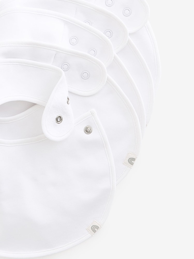 White 100% Cotton Baby Bibs 5 Pack - Image 3 of 4
