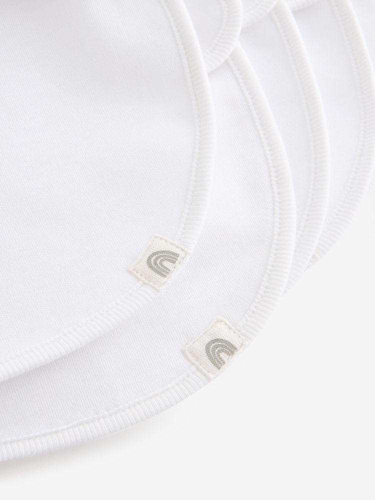 White 100% Cotton Baby Bibs 5 Pack - Image 4 of 4