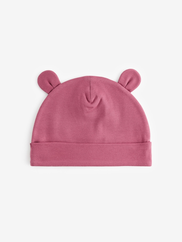 Pink Baby Beanie 100% Cotton Hats 3 Pack (0-18mths) - Image 3 of 5