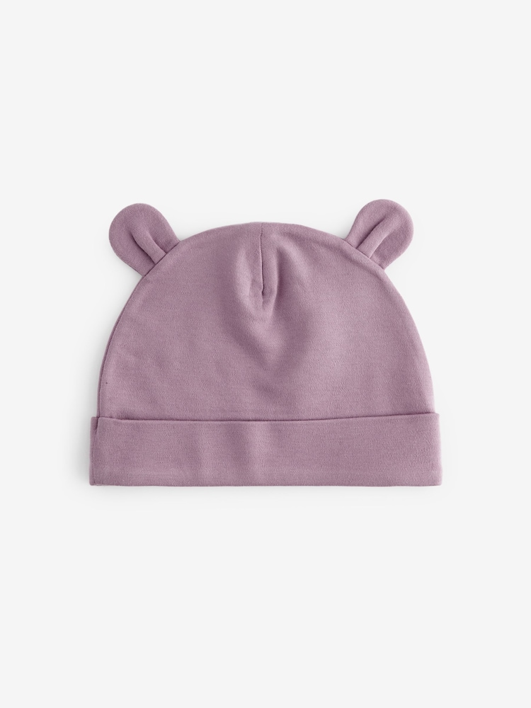 Pink Baby Beanie 100% Cotton Hats 3 Pack (0-18mths) - Image 4 of 5