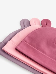 Pink Baby Beanie 100% Cotton Hats 3 Pack (0-18mths) - Image 5 of 5