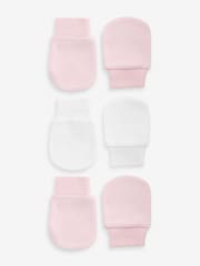 Pink Baby Scratch Mitts 100% Cotton 3 Pack - Image 1 of 4