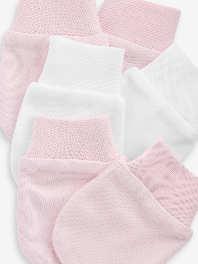 Pink Baby Scratch Mitts 100% Cotton 3 Pack - Image 4 of 4