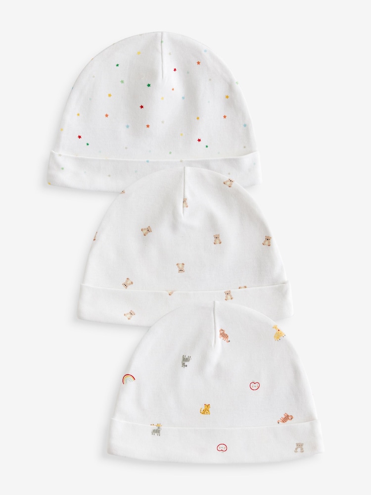 Strahlendes Weiß - Beannie Baby 100 % Baumwollmützen im 3er-Pack (0–12 Monate) - Bild 1 von 2 Strahlendes Weiß - Beannie Baby 100 % Baumwollmützen im 3er-Pack (0–12 Monate) - Bild 1 von 2