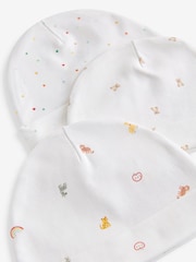 White Bright Beannie Baby 100% Cotton Hats 3 Pack (0-12mths) - Image 2 of 2