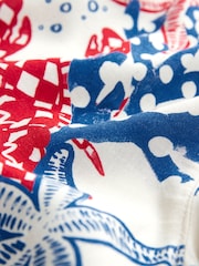 White/Blue/Red Wide Leg Linen Blend Trouser - Image 5 of 8