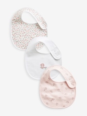 Pink Baby 100% Cotton Bibs 3 Pack - Image 1 of 4