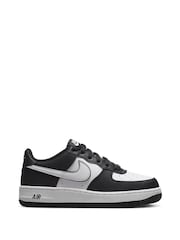 Nike Black/Grey Air Force 1 LV8 2 Youth Trainers - Image 1 of 10