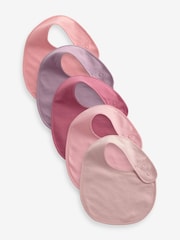 Pink Plain Baby 100% Cotton Bibs 5 Pack - Image 1 of 7