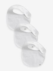 White 100% Cotton Baby Bibs 3 Pack - Image 1 of 2