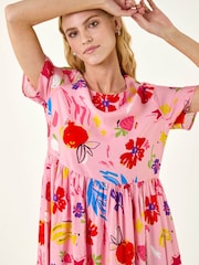 Roman Pink Fruit Print Pocket Midi Dress - Image 4 of 5