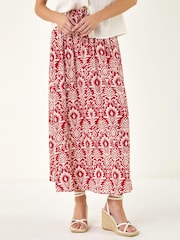 Roman Red Block Print Printed Skirt - Image 1 of 5
