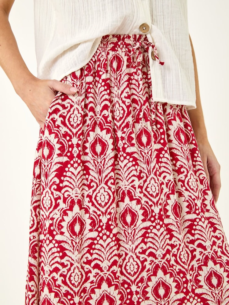 Roman Red Block Print Printed Skirt - Image 5 of 5