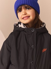Black/White Reversible Aztec Printed Borg Fleece and Nylon Jacket (3-12yrs) - Image 6 of 7