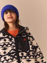 Black/White Reversible Aztec Printed Borg Fleece and Nylon Jacket (3-12yrs) - Image 7 of 7