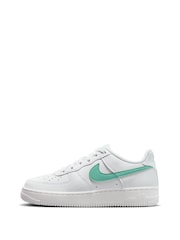Nike White/Green Air Force 1 Youth Trainers - Image 5 of 13
