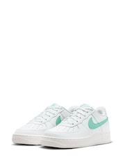 Nike White/Green Air Force 1 Youth Trainers - Image 8 of 13