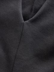 Black Long Sleeved V-Neck Peplum Knit Look Top - Image 7 of 8