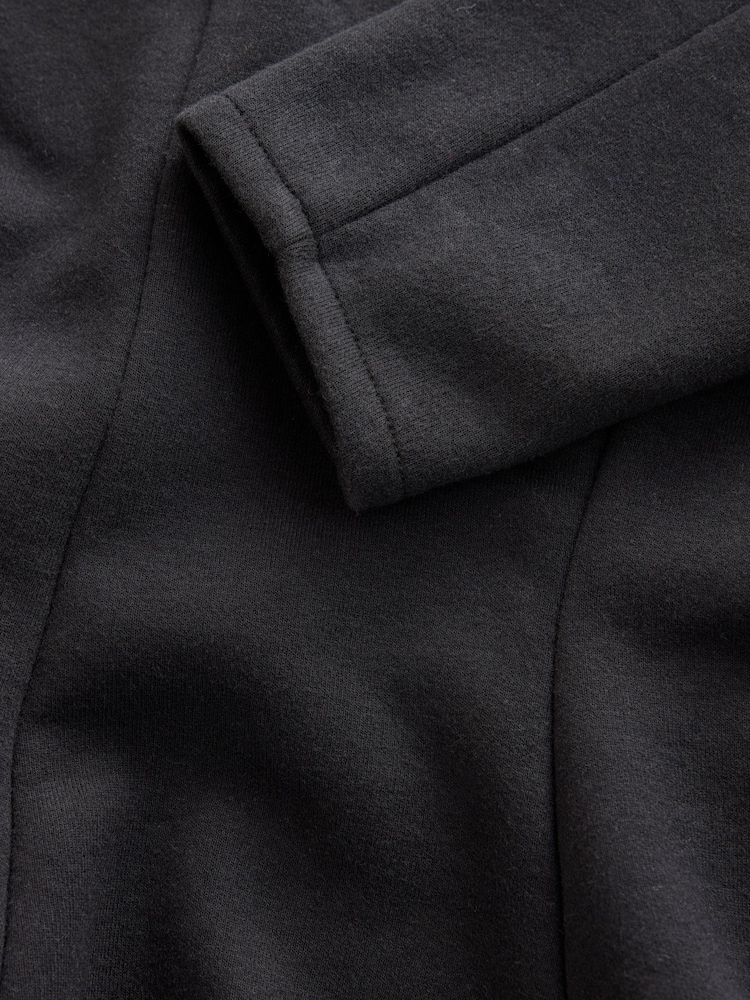 Black Long Sleeved V-Neck Peplum Knit Look Top - Image 8 of 8 Black Long Sleeved V-Neck Peplum Knit Look Top - Image 8 of 8