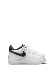 Nike White/Black/Gold Air Force 1 Trainers - Image 3 of 9