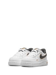 Nike White/Black/Gold Air Force 1 Trainers - Image 5 of 9