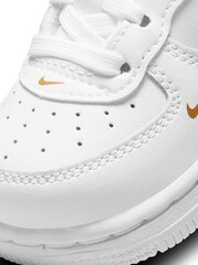 Nike White/Black/Gold Air Force 1 Trainers - Image 9 of 9
