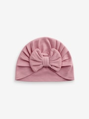 Pink Modern Baby Bow Turban 100% Cotton Hats 2 Pack (0mths-2yrs) - Image 2 of 3