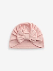 Pink Modern Baby Bow Turban 100% Cotton Hats 2 Pack (0mths-2yrs) - Image 3 of 3