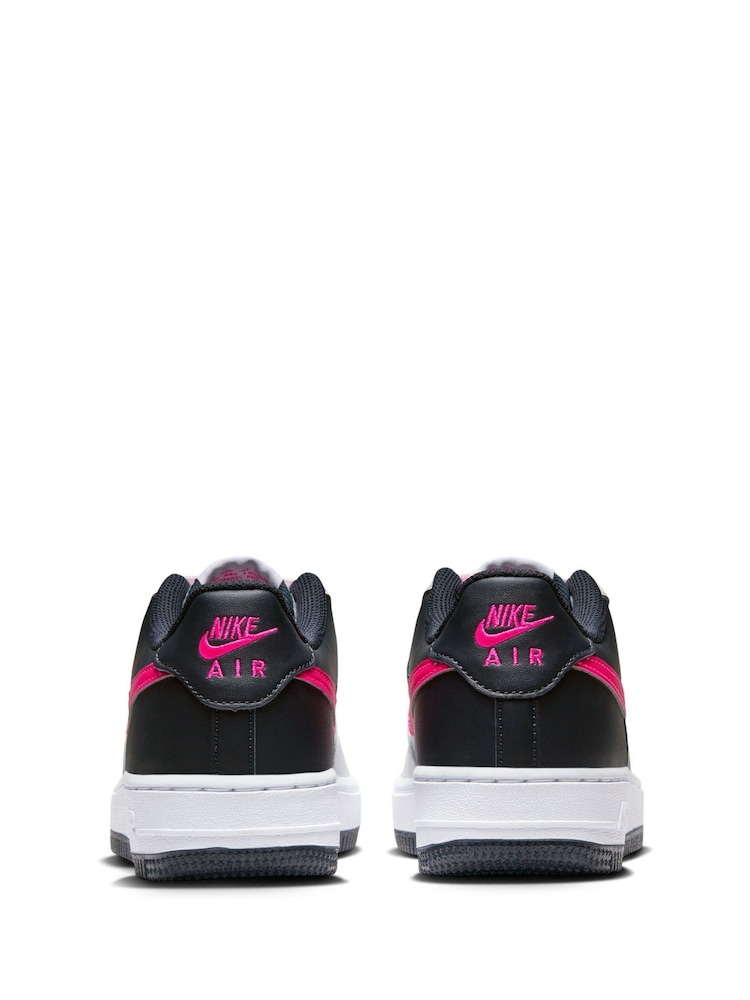 Nike Grey/Pink/White Air Force 1 Youth Trainers - Image 6 of 10