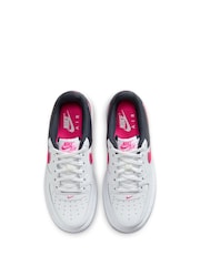 Nike Grey/Pink/White Air Force 1 Youth Trainers - Image 7 of 10