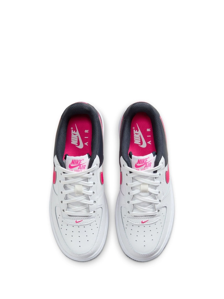 Nike Grey/Pink/White Air Force 1 Youth Trainers - Image 7 of 10