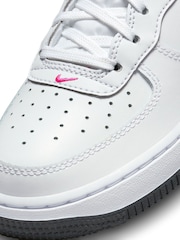 Nike Grey/Pink/White Air Force 1 Youth Trainers - Image 9 of 10