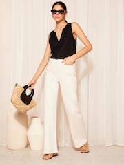 Friends Like These Black Swing Shell Vest Top with Linen - Image 3 of 4