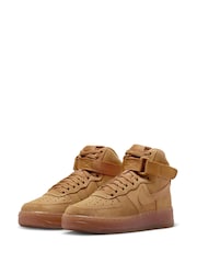 Nike Tan Brown Air Force 1 High LV8 3 Youth Trainers - Image 4 of 10