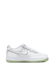 Nike White/Lime Air Force 1 Youth Trainers - Image 1 of 11