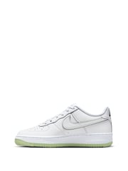 Nike White/Lime Air Force 1 Youth Trainers - Image 2 of 11