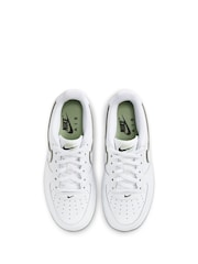 Nike White/Lime Air Force 1 Youth Trainers - Image 4 of 11