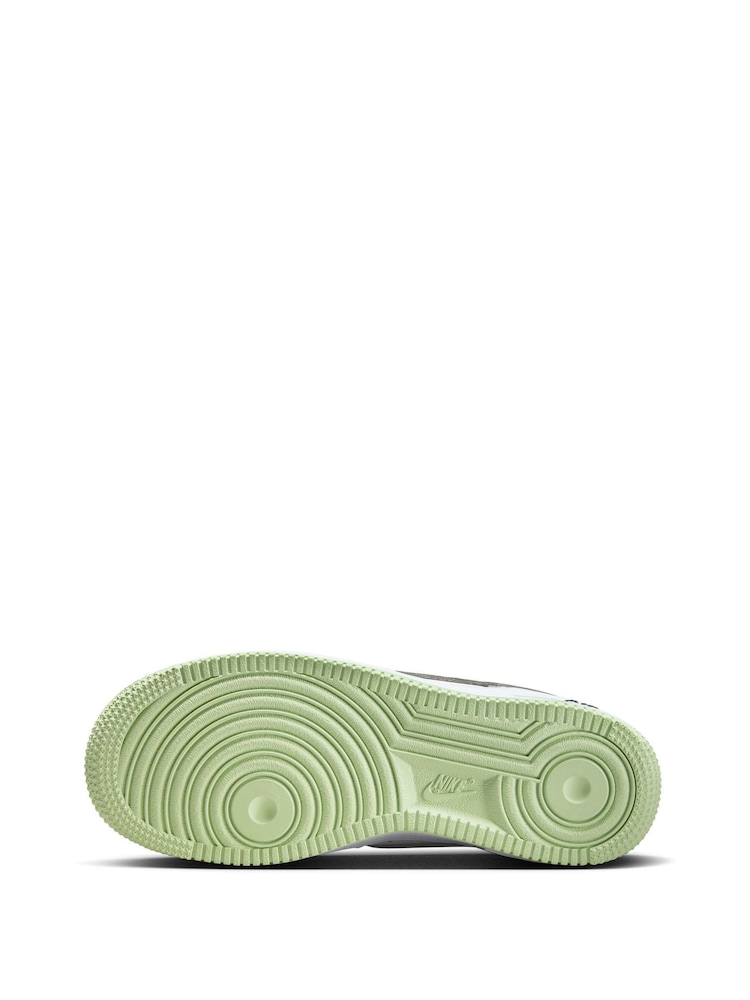 Nike White/Lime Air Force 1 Youth Trainers - Image 6 of 11