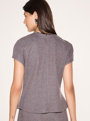 Brown Short Sleeved Peplum Top - Image 3 of 5