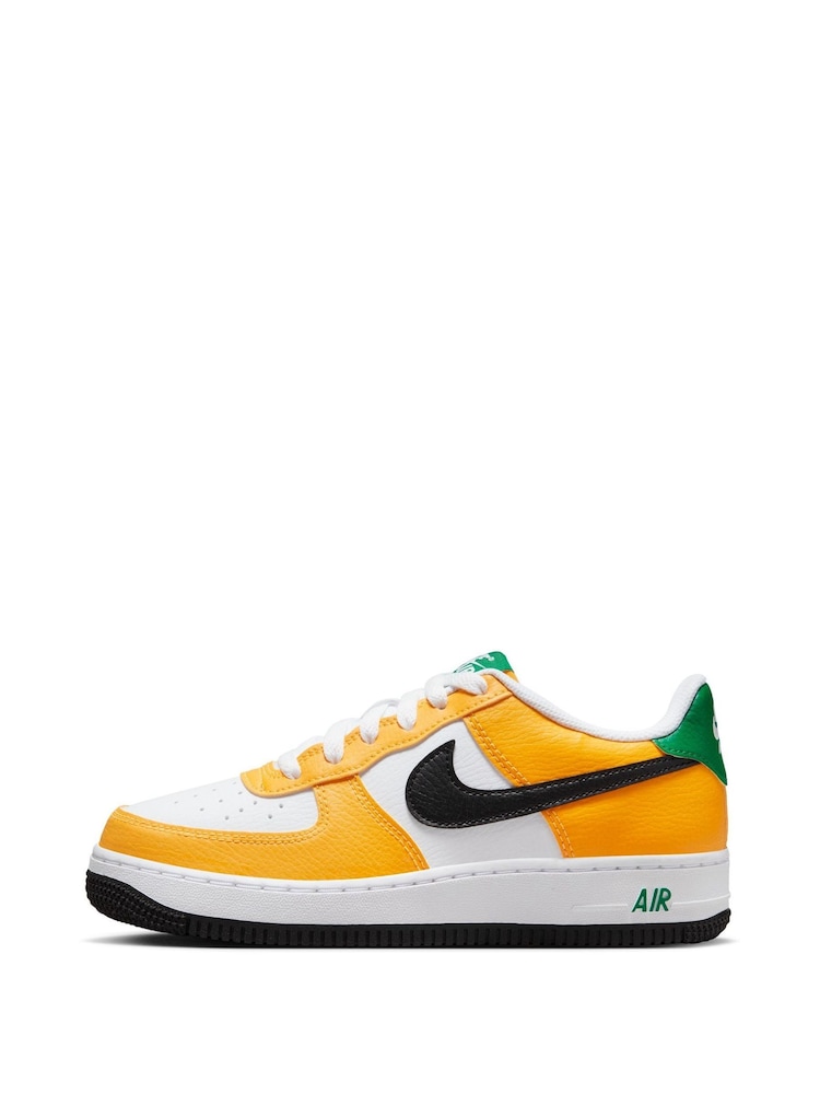 Nike Orange/White Air Force 1 Youth Trainers - Image 2 of 10