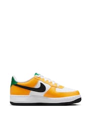 Nike Orange/White Air Force 1 Youth Trainers - Image 3 of 10