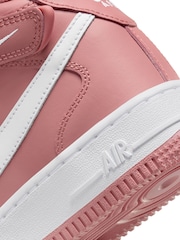 Nike Red Air Force 1 Mid LE Youth Trainers - Image 9 of 11
