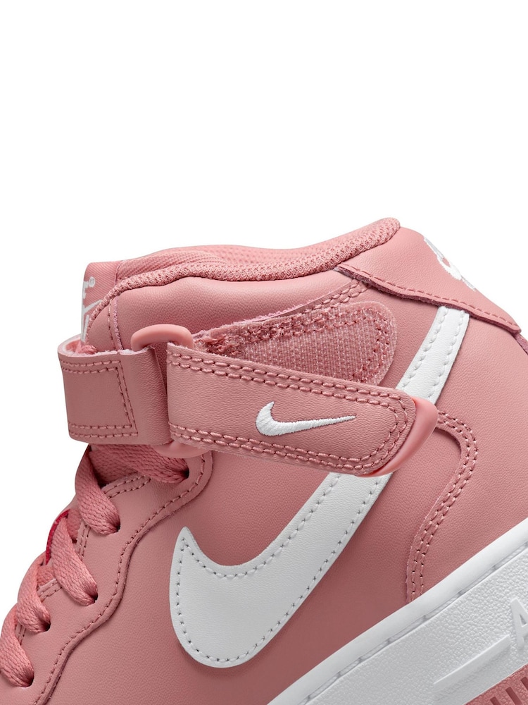 Nike Red Air Force 1 Mid LE Youth Trainers - Image 11 of 11