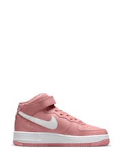 Nike Red Air Force 1 Mid LE Youth Trainers - Image 2 of 11